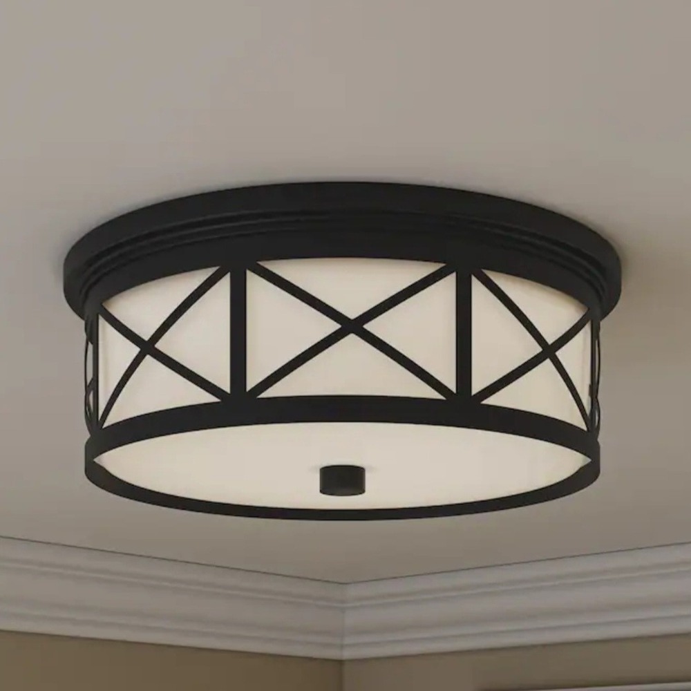 Allen + Roth Hilton 14in LED Flushmount Ceiling Light Matte Black